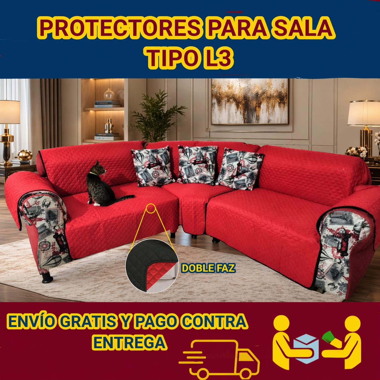 PROTECTORES DE SOFAS SALA L 3 SOFAS ⭐️⭐️⭐️⭐️⭐️5/5