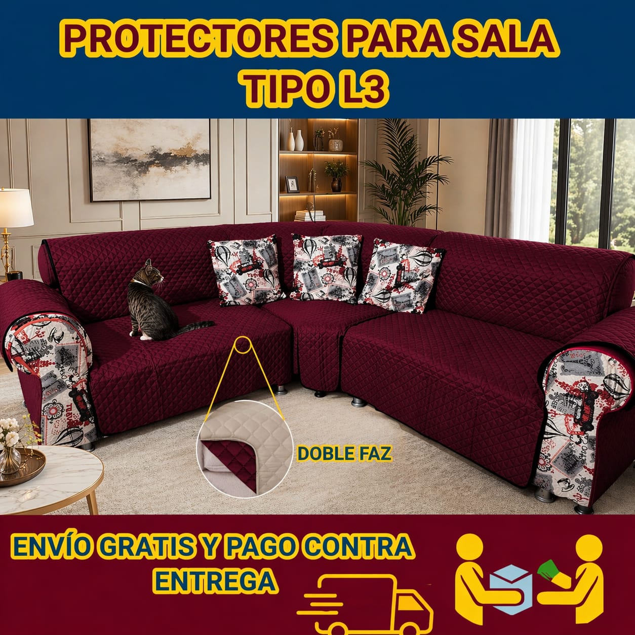 PROTECTORES DE SOFAS SALA L 3 SOFAS ⭐️⭐️⭐️⭐️⭐️5/5