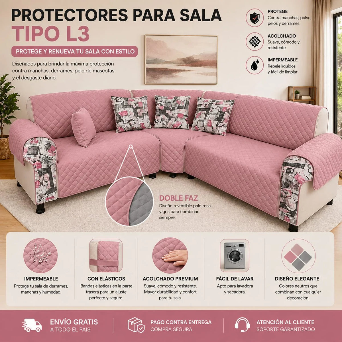 Protector Doble Faz para Sofá – Dos Estilos en Uno⭐️⭐️⭐️⭐️⭐️5/5